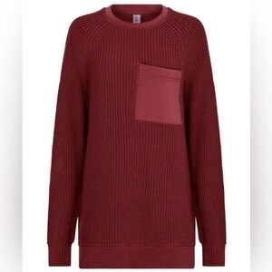 Varley Maroon Crew Neck Sweater with Pocket